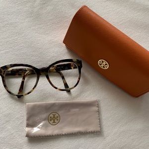 Tory Burch eyeglasses.